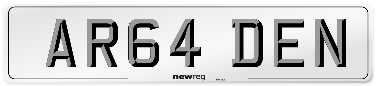 AR64 DEN Number Plate from New Reg
